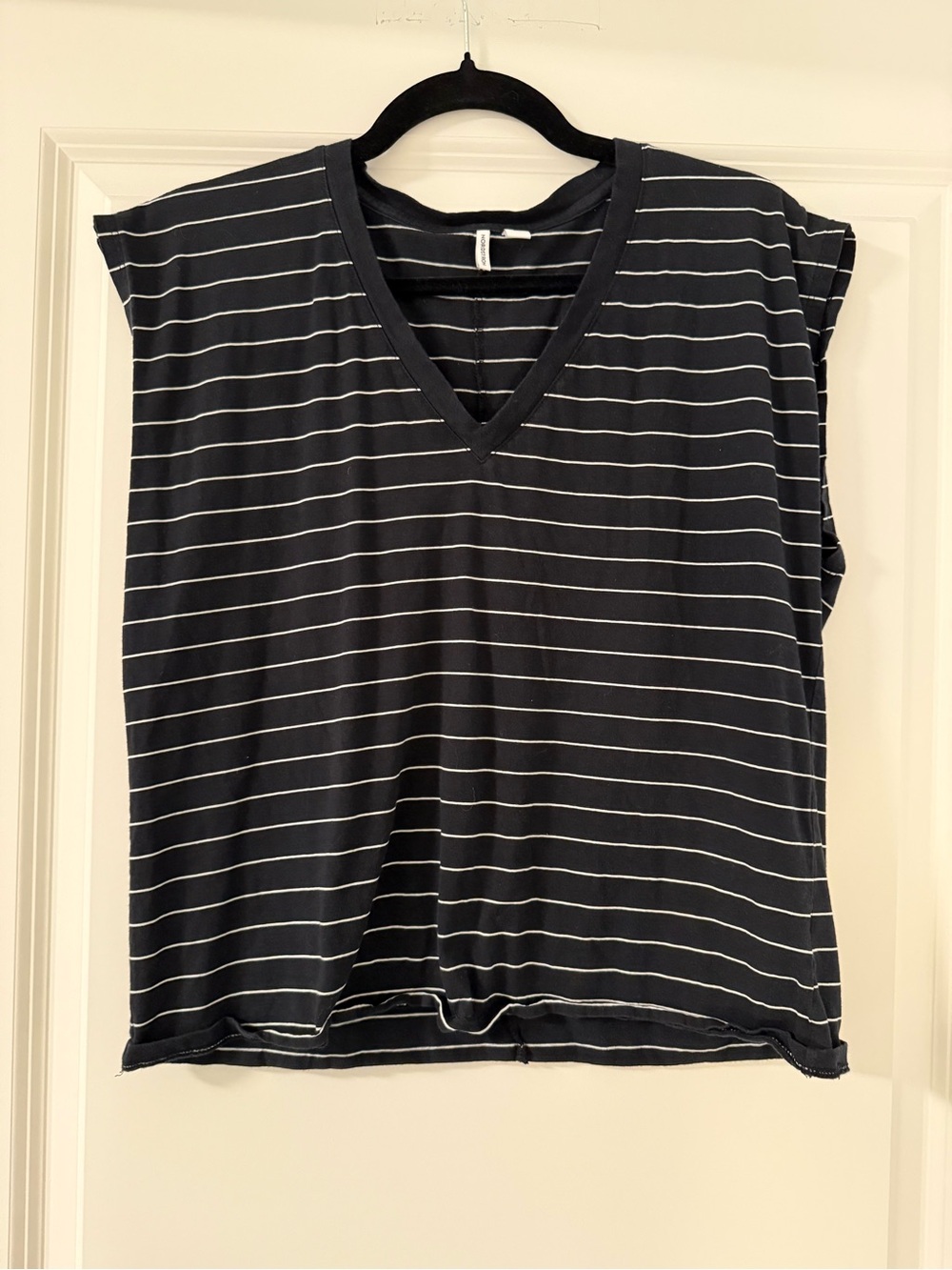 Nordstrom Black and White Striped V-Neck Tank